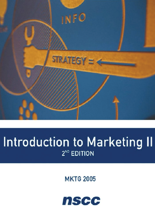 Introduction to Marketing II 2e (MKTG 2005)