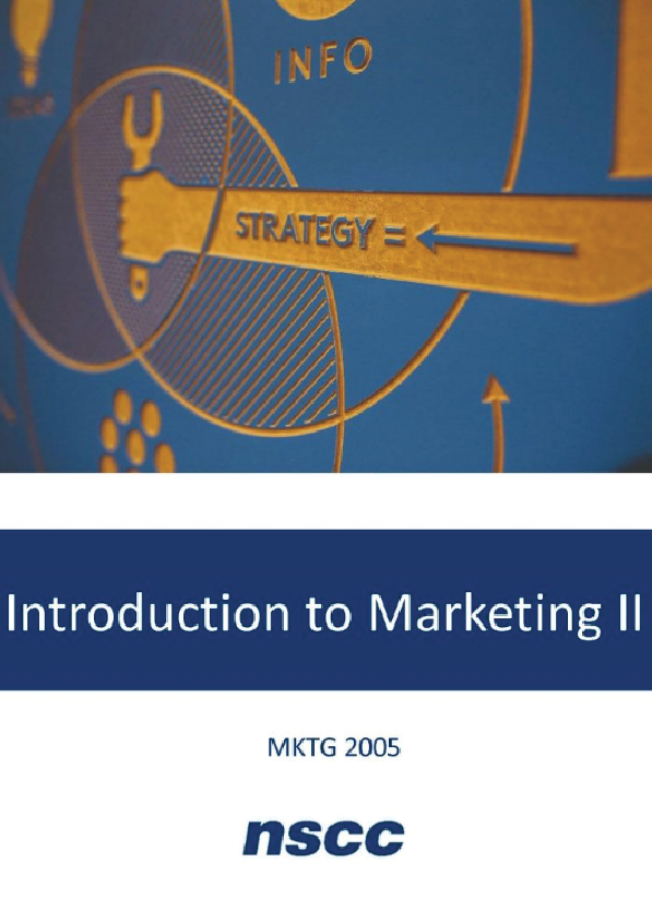 Introduction to Marketing II (MKTG 2005)