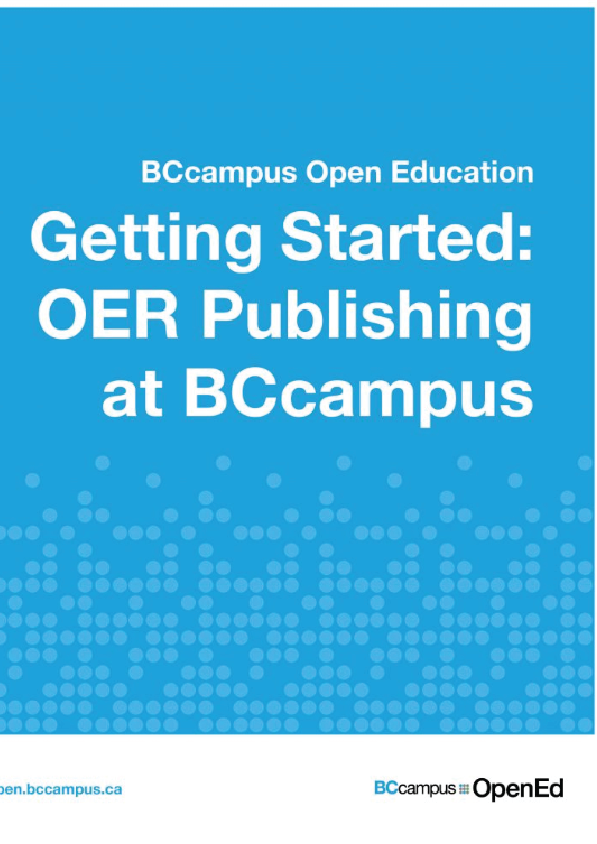 Getting Started OER Publishing at BCcampus